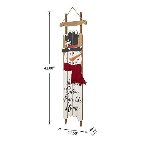 Glitzhome Wooden Welcome Sign for Porch Farmhouse Christmas Wall Hanging Snowman - Like New
