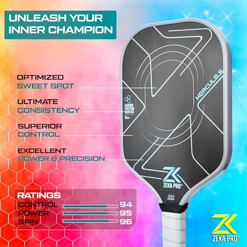 ZEKA PRO T700 RAW CARBON FIBER PICKLEBALL PADDLE 16MM CORE - BLACK/GRAY - Like New