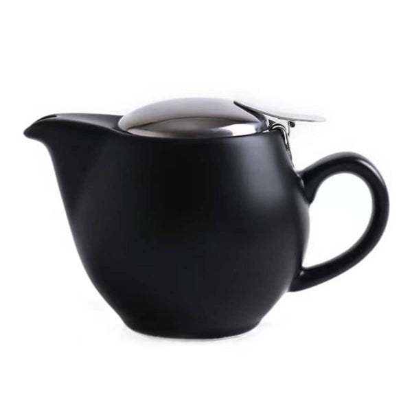 AUXMEWARE SMALL CERAMIC TEAPOT WITH STAINLESS STEEL INFUSER 350ML/12.0OZ - BLACK - Like New