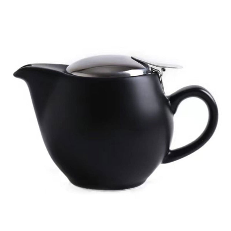 AUXMEWARE SMALL CERAMIC TEAPOT WITH STAINLESS STEEL INFUSER 350ML/12.0OZ - BLACK - Like New