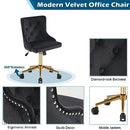 VINGLI Black Velvet Armless Office Chair Gold Base/Wheels Small Cute Vanity - Brand New