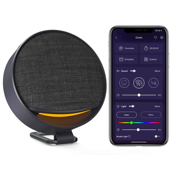 HOTMOON OMNI PORTABLE WHITE NOISE SMART SOUND MACHINES WITH RGB LIGHT - GRAY - Like New