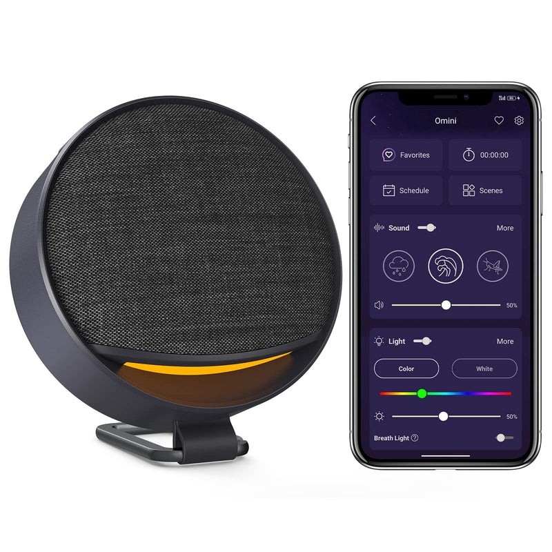 HOTMOON OMNI PORTABLE WHITE NOISE SMART SOUND MACHINES WITH RGB LIGHT - GRAY - Like New