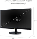 ViewSonic VA2259-SMH 22" FHD IPS 1080p Frameless LED Monitor - Black New