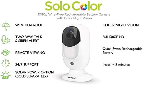 Uniden Solo Color Security Camera 1080p Wire Free Rechargeable Battery Camera Like New