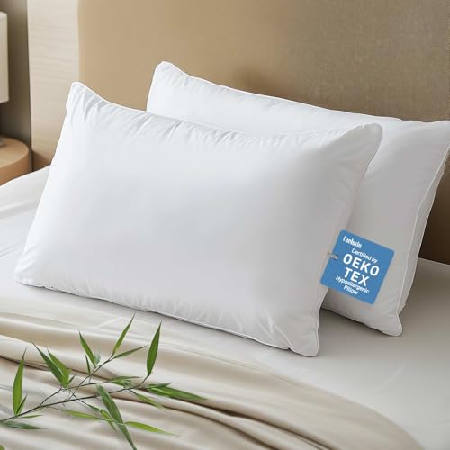 HYPOALLERGENIC BAMBOO VISCOSE BREATHABLE PILLOWS DOWN ALTERNATIVE 2 PACK - Brand New