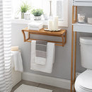 Organize It All Natural Bamboo Wall Mounting Shelf with Towel Bars - Brand New