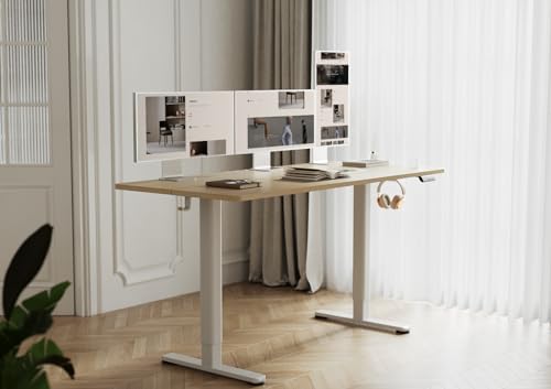 YDN ELECTRIC STANDING DESK 55X24 INCH DESK ADJUSTABLE - NATURAL - Like New