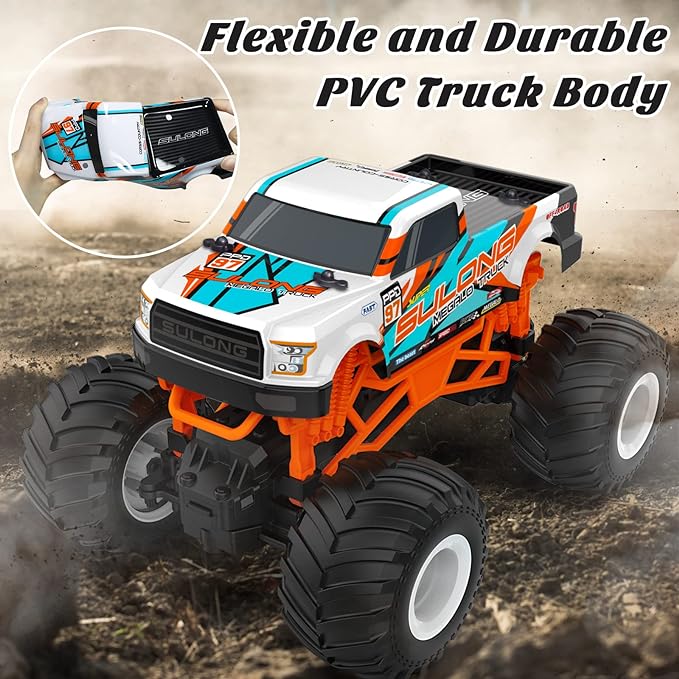 Kidcia 1:16 Scale RC Monster Truck 2.4GHz All Terrain Car - Orange - Like New