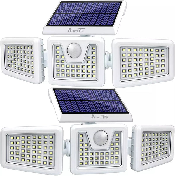 AmeriTop Solar Lights - 2 Pack, 800LM 128 LED 6500K Motion Sensor, AL-SL - White Like New