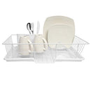 SWEET HOME COLLECTION METAL, PLASIC 3 PIECE DISH DRAINER RACK SET - WHITE - Like New
