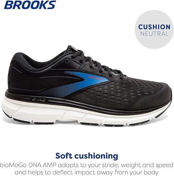 BROOKS MEN'S DYAD 11 RUNNING SHOE - SIZE: MEN 8.5 - BLACK/EBONY/BLUE - Like New