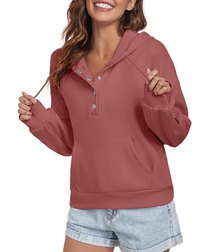 FKEEP WOMEN HOODIES CASUAL BUTTON DOWN SWEATSHIRT DRAWSTRING FASHION RED S - Brand New