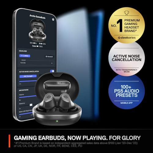ARCTIS GAMEBUDS 2.4GHZ BLUETOOTH 5.3 EARBUDS HS35TX - BLACK - Brand New