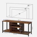 VASAGLE TV Stand for TV up to 60" TV Cabinet Open Shelves Rustic Brown/Black - Brand New