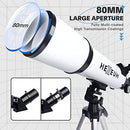 HEXEUM TELESCOPE 80MM APERTURE 600MM ASTRONOMICAL PORTABLE REFRACTING - WHITE New