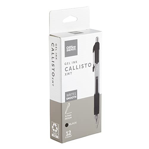 OFFICE DEPOT SOFT-GRIP RETRACTABLE GEL PENS, 0.7 MM, BLACK BARREL - BLACK - Brand New