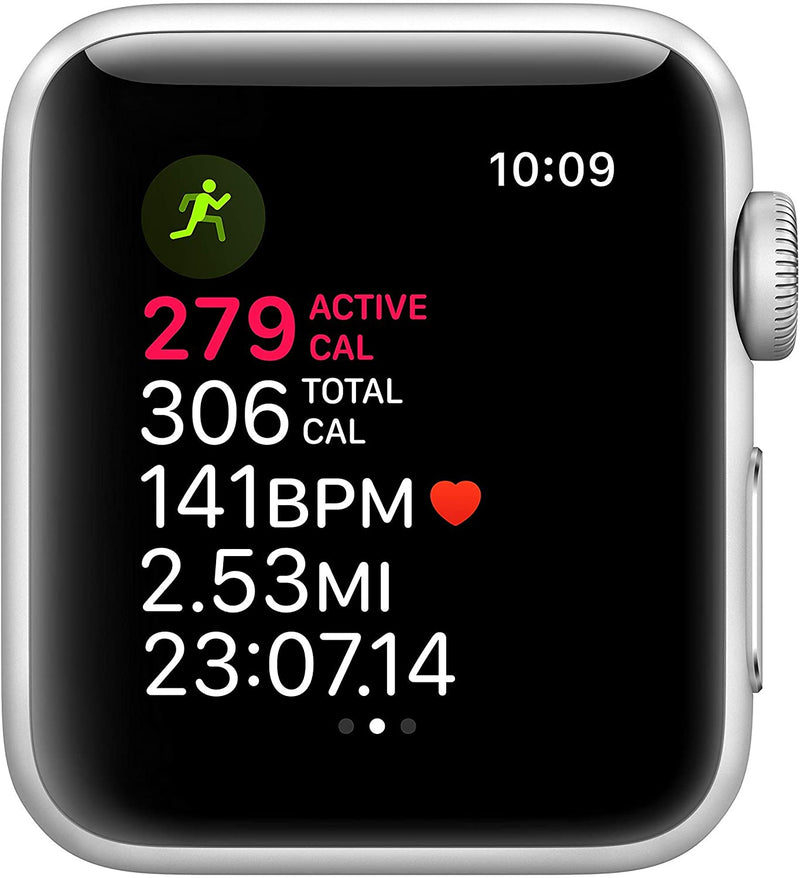 APPLE WATCH SERIES 3 GPS 38mm SILVER ALUMINUM WHITE SPORT BAND MTEY2LL/A - Like New