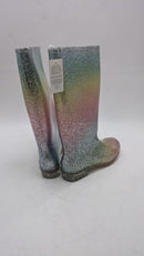 KomForme Womens Knee High Waterproof Rain Boots Glitter, Glitter,Size 6 - Like New