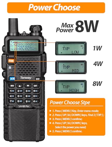 TENWAY UV-5R PRO HAM RADIO 8W DUAL BAND TWO WAY RADIO HANDHELD SPEAKER MIC - Like New