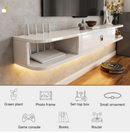 GENERIC 55.1" FLOATING TV STAND WITH LED LIGHTS FOR 55/65 INCH TV - WHITE - Like New