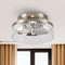 IHOMEADORE 12.6 IN. INDOOR STAIN NICKEL FLUSH MOUNT CAGED CEILING FAN - SILVER - Like New
