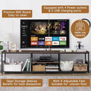 VECELO TV Stand Power Outlets Televisions 3-Tier Open Metal Frame - Brown - Like New