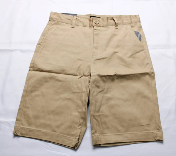 JUMP START MEN'S 4-WAY STRETCH FABRIC BUTTONED SHORTS - SIZE: MEN 14 - KHAKI - Brand New