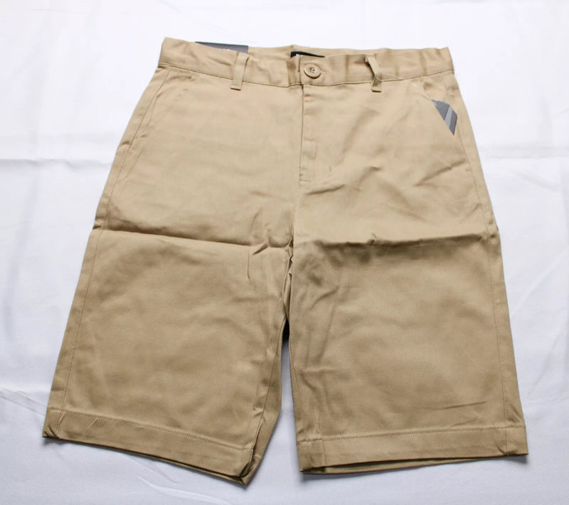 JUMP START MEN'S 4-WAY STRETCH FABRIC BUTTONED SHORTS - SIZE: MEN 14 - KHAKI - Brand New