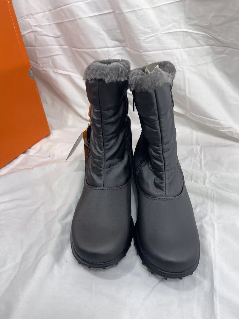 SPORTO JANIS SNOW BOOT WOMENS THERMO WATERPROOF SIDE ZIPPER - PEWTER - 7.5 - Like New