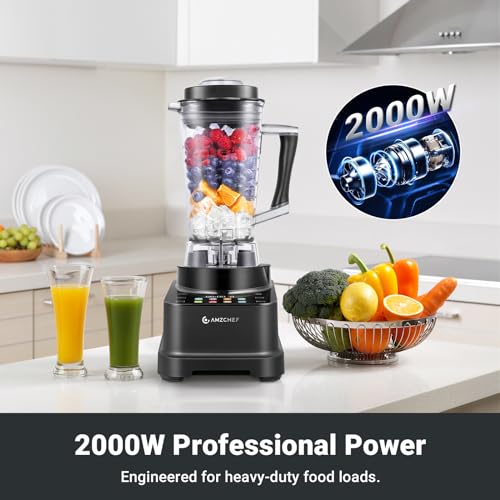 AMZCHEF 8-IN-1 Professional Blender 2000 W, 68 oz, Timer, XL-05 - BLACK - Like New