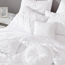 Chezmoi Collection Sydney 6-Piece Pinch Pleat Comforter Set - Twin, White - Like New
