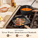 KITCHEN ACADEMY INDUCTION COOKWARE SET NON STICK 17PCS GRANITE POTS PANS - BLACK - Like New
