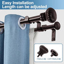 Urbanest Fluted Ball Adjustable Double Drapery Curtain Rod 5/8" - Bronze - Brand New