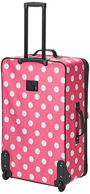 ROCKLAND POLKA SOFTSIDE UPRIGHT LUGGAGE SET EXPANDABLE LIGHTWEIGHT PINK DOTS - Like New