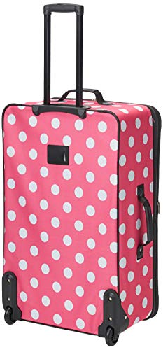 ROCKLAND POLKA SOFTSIDE UPRIGHT LUGGAGE SET EXPANDABLE LIGHTWEIGHT PINK DOTS - Like New