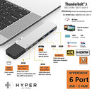 HYPER DRIVE USB C HUB NET 6-IN-2 FOR MACBOOK PRO AIR MULTI-PORT USB C - SILVER - Brand New