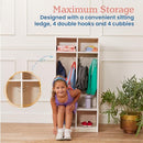 ECR4KIDS 2-SECTION COAT LOCKER WITH BENCH AND CUBBY - WHITE WASH - Like New