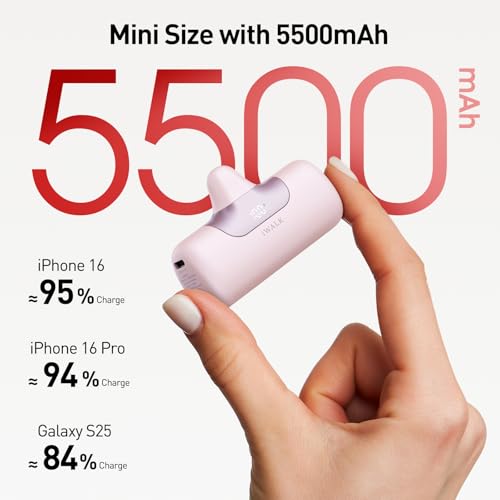 IWALK PORTABLE CHARGER 5500MAH NEXT-GEN SMALL POWER BANK 22.5W - PINK - Like New
