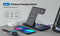 YOXINTA WIRELESS CHARGING STATION, 3 IN 1 WIRELESS CHARGER STAND - BLACK - Like New