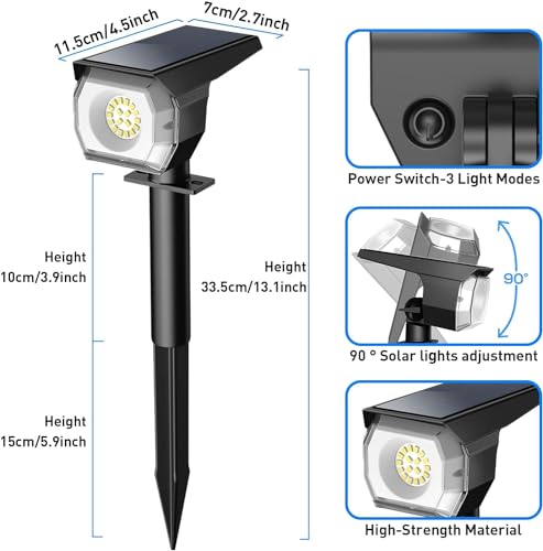 EIUIO Solar Outdoor Lights, 2 Pack - Black/Cool White - Like New