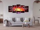 WIECO ART 5 PIECE PLUM TREE BLOSSOM CANVAS PRINTS WALL ART ABSTRACT FLORAL - Brand New