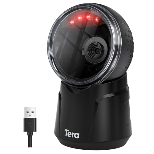 TERA BARCODE SCANNER DESKTOP OMNIDIRECTIONAL: 1D 2D QR HANDS FREE USB WIRED - Like New