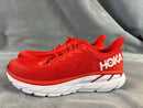 HOKA ONE ONE MENS CLIFTON 7 RUNNING SHOES - SIZE: MEN 9 - RED/WHITE - Like New
