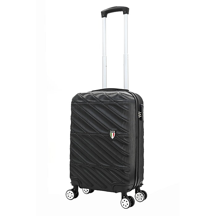 TUCCI HARDSIDE SPINNER CARRY-ON LUGGAGE SET TSA CHECKPOINT FRIENDLY - BLACK Brand New