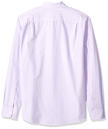 AMAZON ESSENTIALS MEN SLIM-FIT LONG-SLEEVE SHIRT MEDIUM LAVENDER WHITE STRIPE - Brand New