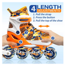 KUXUAN SKATES ADJUSTABLE INLINE SKATES YOUTH LARGE KIDS 3-6 - ORANGE - Like New