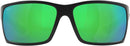 Costa Del Mar Men's Reefton Rectangular Sunglasses - Green LENSES/Blackout FRAME Like New