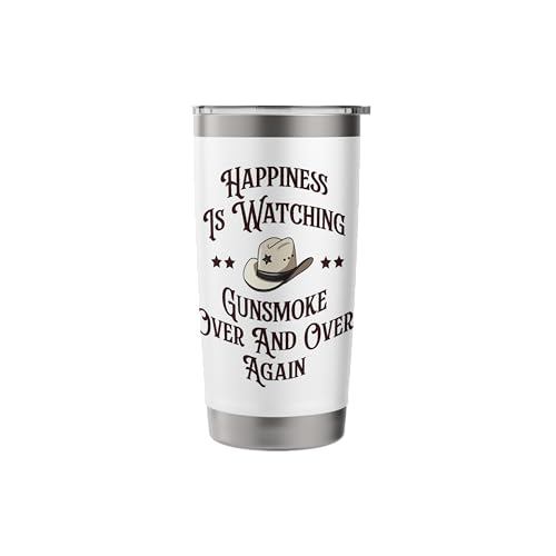 HAPPINESS IS WATCHING GUNSMOKE OVER COWBOY STAINLESS STEEL INSULATED TUMBLER - Like New