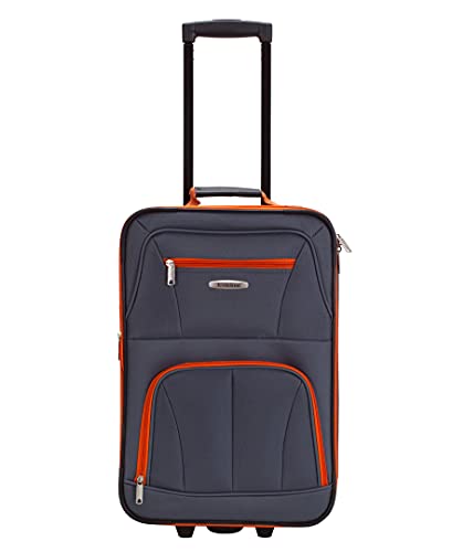 ROCKLAND JOURNEY SOFTSIDE UPRIGHT LUGGAGE SET, 4-PIECE - CHARCOAL/ORANGE - Brand New
